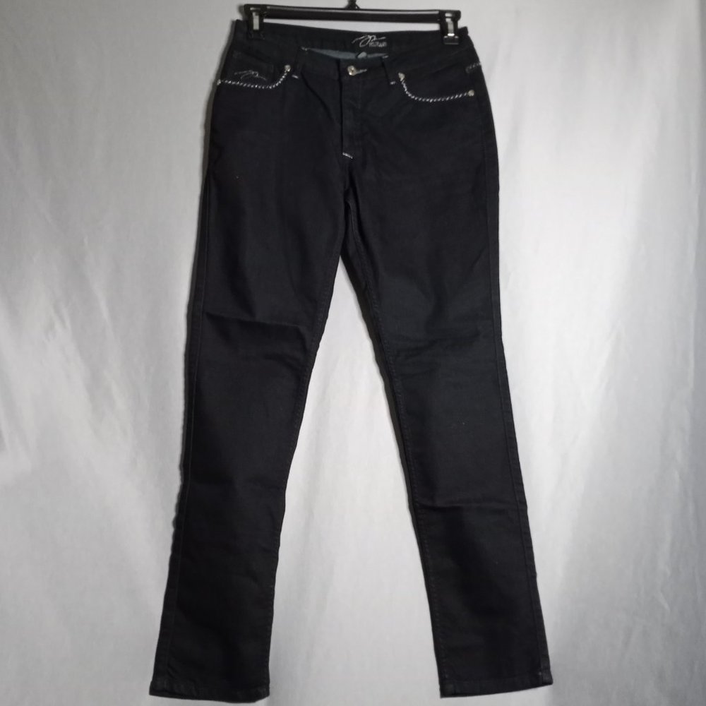 PZI Jeans Women's Junior Y2K Skinny Leg Dark Wash Denim Jeans Size 10